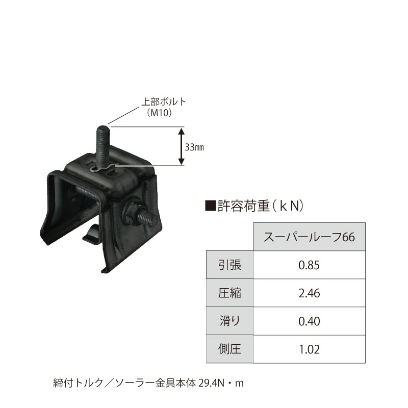 嵌合式スーパールーフ66屋根 各種支持金具