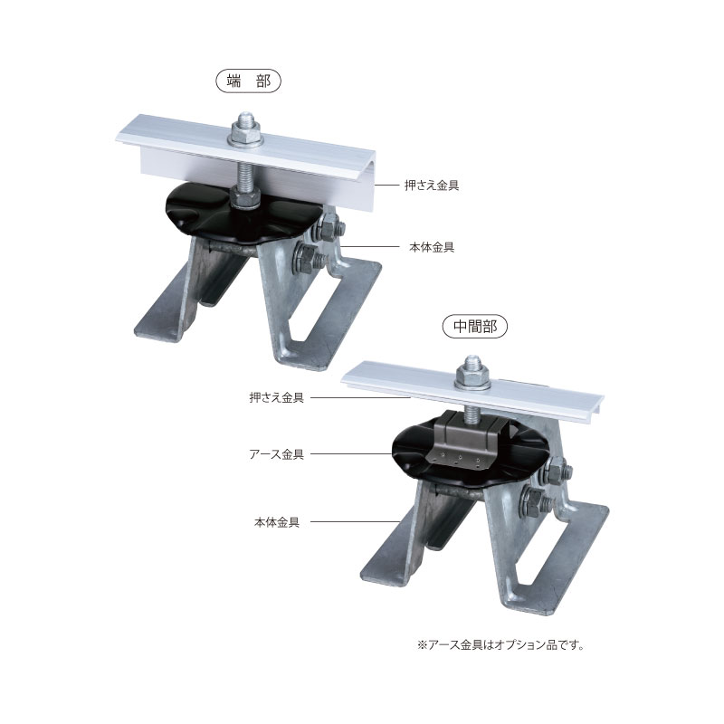 瓦棒400角型・丸型 直付ソーラー金具